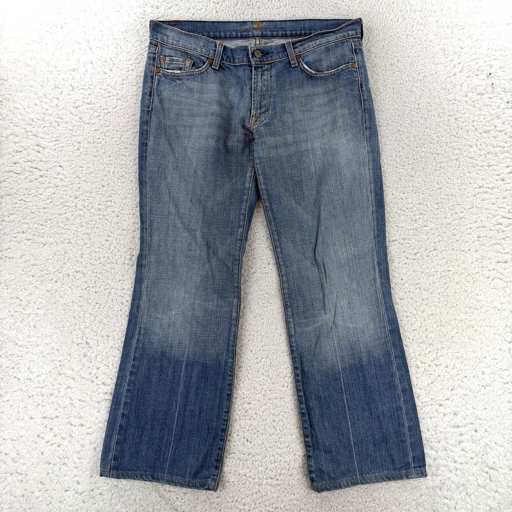 7 For All Mankind Bootcut Jeans Mens 32x32 Blue Stretch Denim Pants Y2K Faded